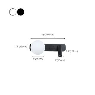 2-Light Minimalist Globe Glass Cylinder Reading Wall Lamp Zawala #size