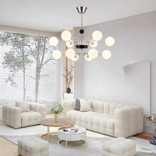ZOWALA - 2 Tiers Globe Glass Chrome Branch Chandelier Image - 2