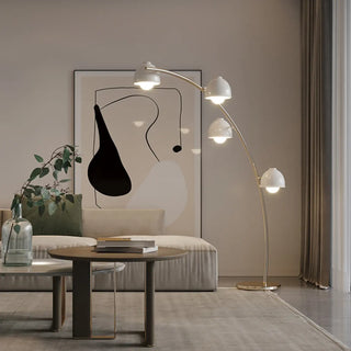 4-Light Modern White Bowl and Arched Floor Lamp Zawala Image - 1