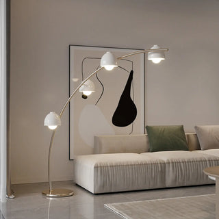 4-Light Modern White Bowl and Arched Floor Lamp Zawala Image - 2