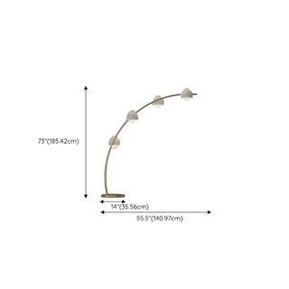4-Light Modern White Bowl and Arched Floor Lamp Zawala #size