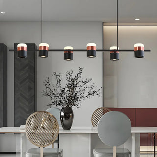 Black Linear Cylinder Adjustable Direction Island Chandelier Image - 1