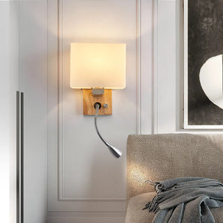 Adjustable Rustic Wood Geometric Metal Wall Sconce Zawala Image - 1