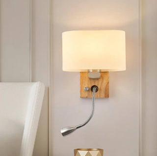 Adjustable Rustic Wood Geometric Metal Wall Sconce Zawala Image - 2