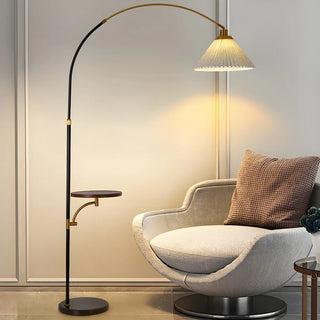 Adjustable Cone and Arched Floor Lamp with Side Table Zawala Image - 1