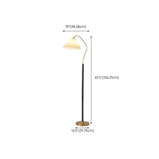 ZOWALA - Adjustable Fabric Pleated Gold Metal Floor Lamp Image - 13