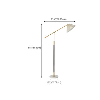 ZOWALA - Adjustable Fabric Pleated Gold Metal Floor Lamp Image - 14