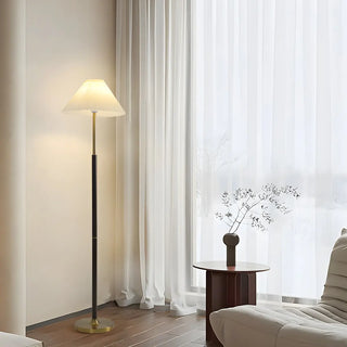 ZOWALA - Adjustable Fabric Pleated Gold Metal Floor Lamp Image - 2