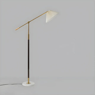 ZOWALA - Adjustable Fabric Pleated Gold Metal Floor Lamp Image - 4