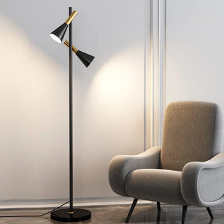 Adjustable Modern Black Cone 2-Light Floor Lamp Image - 1