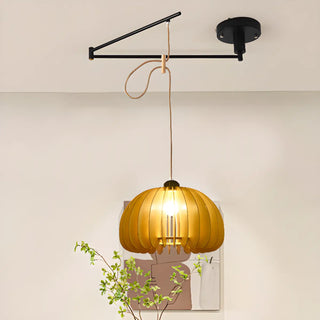 ZOWALA - Contemporary Cone Metal Adjustable Height Wood Pendant Light Image - 3