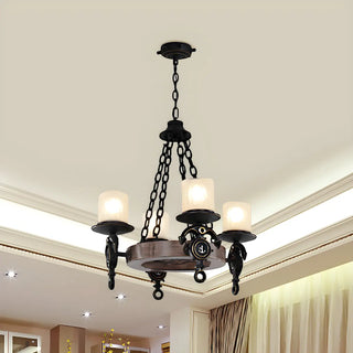 ZOWALA - Anchor Blue Cylinder Frosted Glass Kids Room Chandelier Image - 1