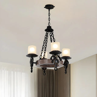 ZOWALA - Anchor Blue Cylinder Frosted Glass Kids Room Chandelier Image - 2