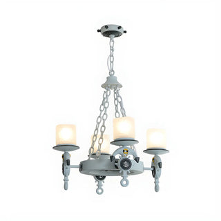 ZOWALA - Anchor Blue Cylinder Frosted Glass Kids Room Chandelier Image - 5