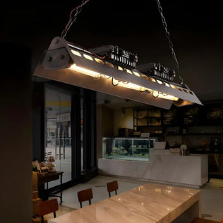 ZOWALA - Black Large Island Rectangle Edison Bulb Chandelier Image - 1