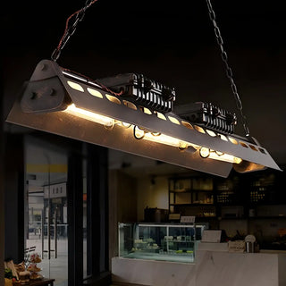 ZOWALA - Black Large Island Rectangle Edison Bulb Chandelier Image - 3