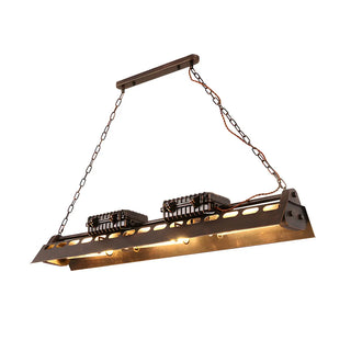 ZOWALA - Black Large Island Rectangle Edison Bulb Chandelier Image - 4