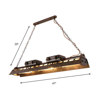 ZOWALA - Black Large Island Rectangle Edison Bulb Chandelier #size