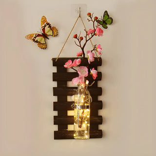 ZOWALA - Art Deco Floral Glass Wood Interior Decor Wall Light Image - 1
