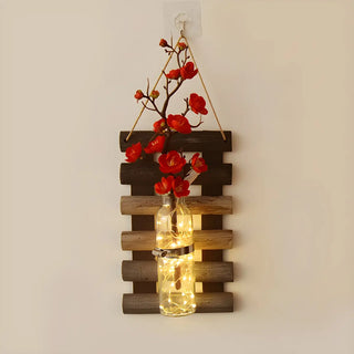 ZOWALA - Art Deco Floral Glass Wood Interior Decor Wall Light Image - 2