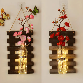 ZOWALA - Art Deco Floral Glass Wood Interior Decor Wall Light Image - 3