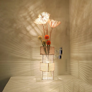 Artistic Cylinder Rattan Wooden Column Floor Lamp Zawala Image - 8