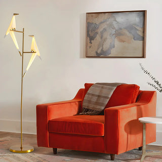 Bedside Bird-Shaped Artistic Gold Stand Floor Lamp Zawala Image - 1