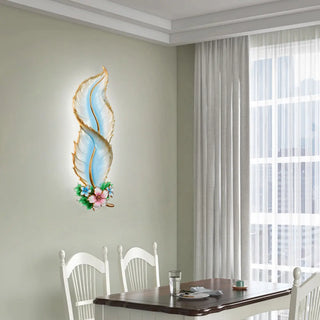 Artistic Feather-Shaped and Floral LED Wall Sconce Zawala Image - 2