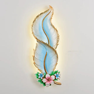 Artistic Feather-Shaped and Floral LED Wall Sconce Zawala Image - 6
