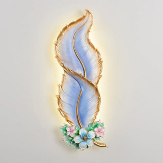 Artistic Feather-Shaped and Floral LED Wall Sconce Zawala Image - 7