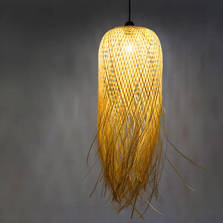 ZOWALA - Asian Natural Bamboo Woven Fringe Restaurant Pendant Light Image - 10