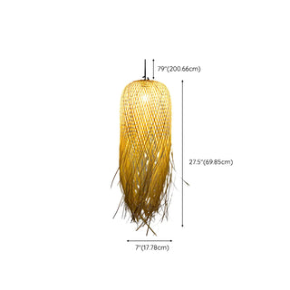 ZOWALA - Asian Natural Bamboo Woven Fringe Restaurant Pendant Light Image - 18