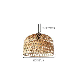 ZOWALA - Asian Natural Bamboo Woven Fringe Restaurant Pendant Light Image - 21
