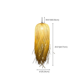 ZOWALA - Asian Natural Bamboo Woven Fringe Restaurant Pendant Light Image - 23