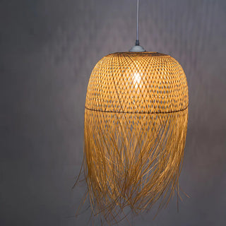 ZOWALA - Asian Natural Bamboo Woven Fringe Restaurant Pendant Light Image - 8