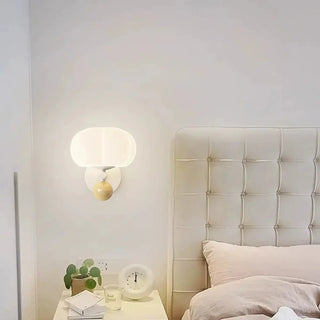 Fresh Geometric Beige Metal Bedroom LED Wall Sconce Zawala Image - 2