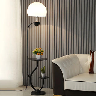 Black Globe Modern Arc Floor Lamp with Side Table Zawala Image - 1