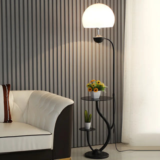 Black Globe Modern Arc Floor Lamp with Side Table Zawala Image - 11