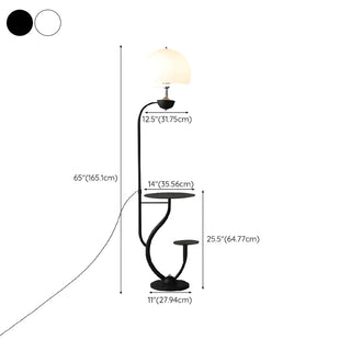 Black Globe Modern Arc Floor Lamp with Side Table Zawala #size