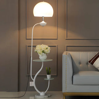 Black Globe Modern Arc Floor Lamp with Side Table Zawala Image - 2