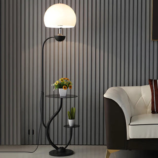 Black Globe Modern Arc Floor Lamp with Side Table Zawala Image - 3