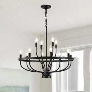 ZOWALA - Black Alloy Strip Candelabra Chandelier Image - 1