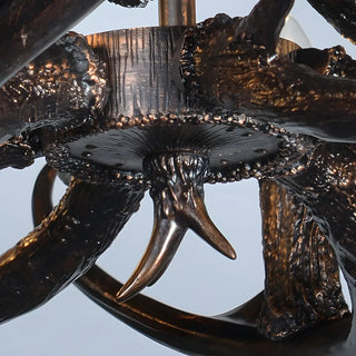 Black Resin Antler Fabric Bedroom Farmhouse Chandelier Image - 14