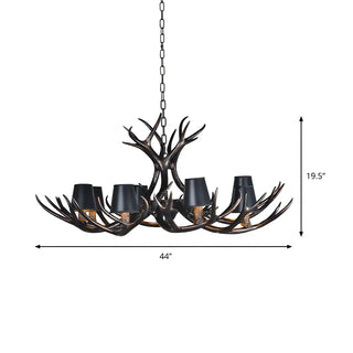 Black Resin Antler Fabric Bedroom Farmhouse Chandelier Image - 17