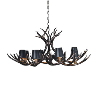 Black Resin Antler Fabric Bedroom Farmhouse Chandelier Image - 9