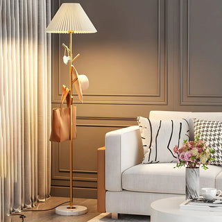 Modern White Fabric Cone LED Floor Lamp with Shelf Zawala Image - 10