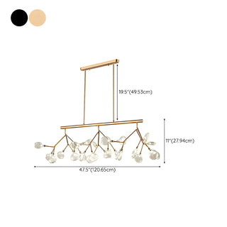 ZOWALA - Black Metal Branch Glass Island Light #size