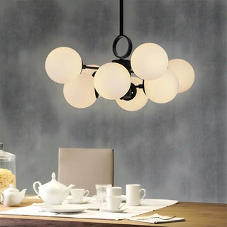 ZOWALA - Black Metal White Glass Orb Chandelier Image - 1