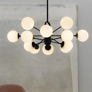 ZOWALA - Black Metal White Glass Orb Chandelier Image - 2