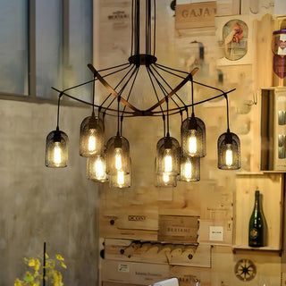 ZOWALA - Mesh Black Metal Restaurant Edison Bulb Chandelier Image - 1